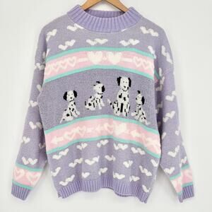 Adele Rare Vintage Pink Purple Silver Metallic Dalmatian Sweater Size M/L